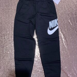 Nike Kids Black Sweatpants with White Logo